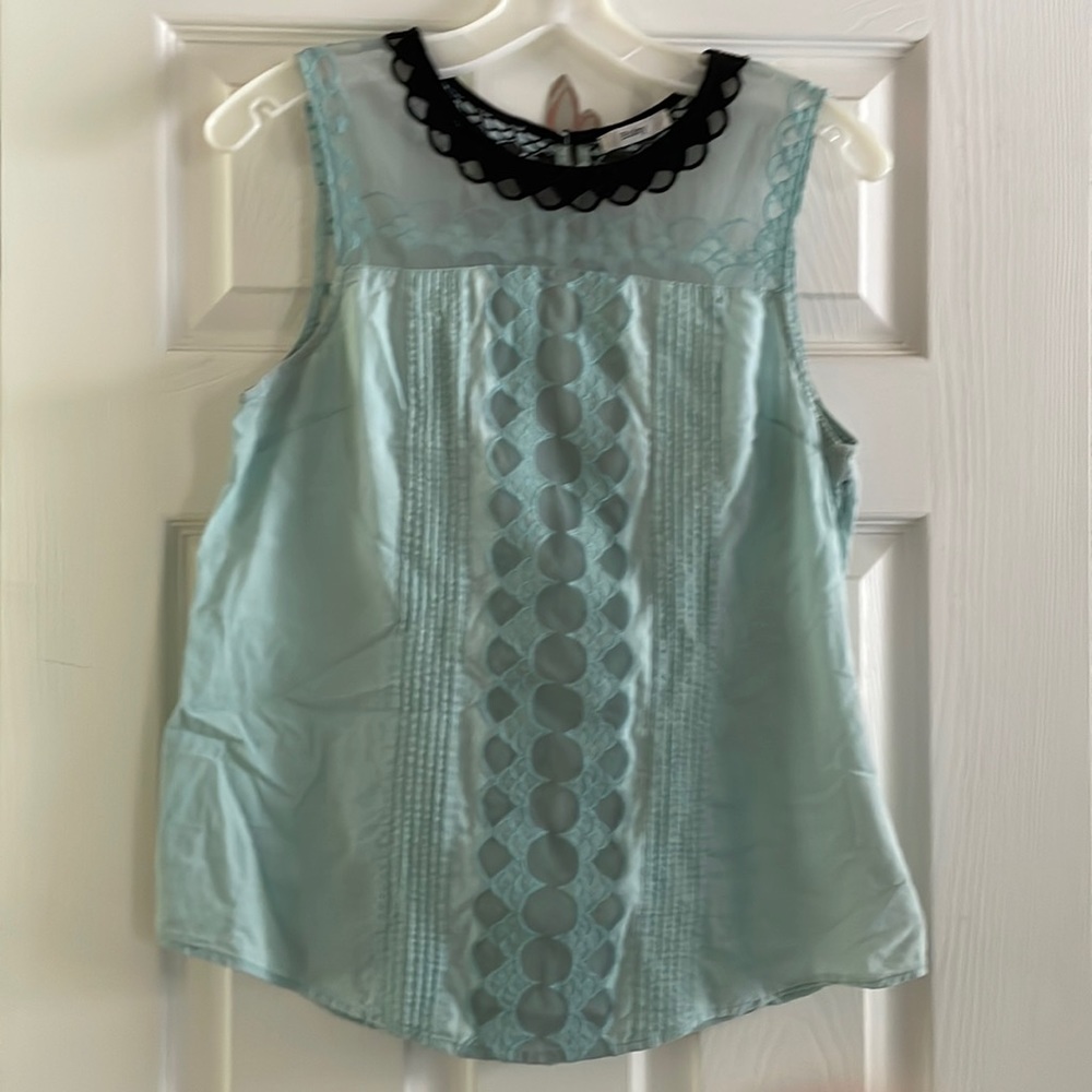 Feminine blouse tank top light blue and black